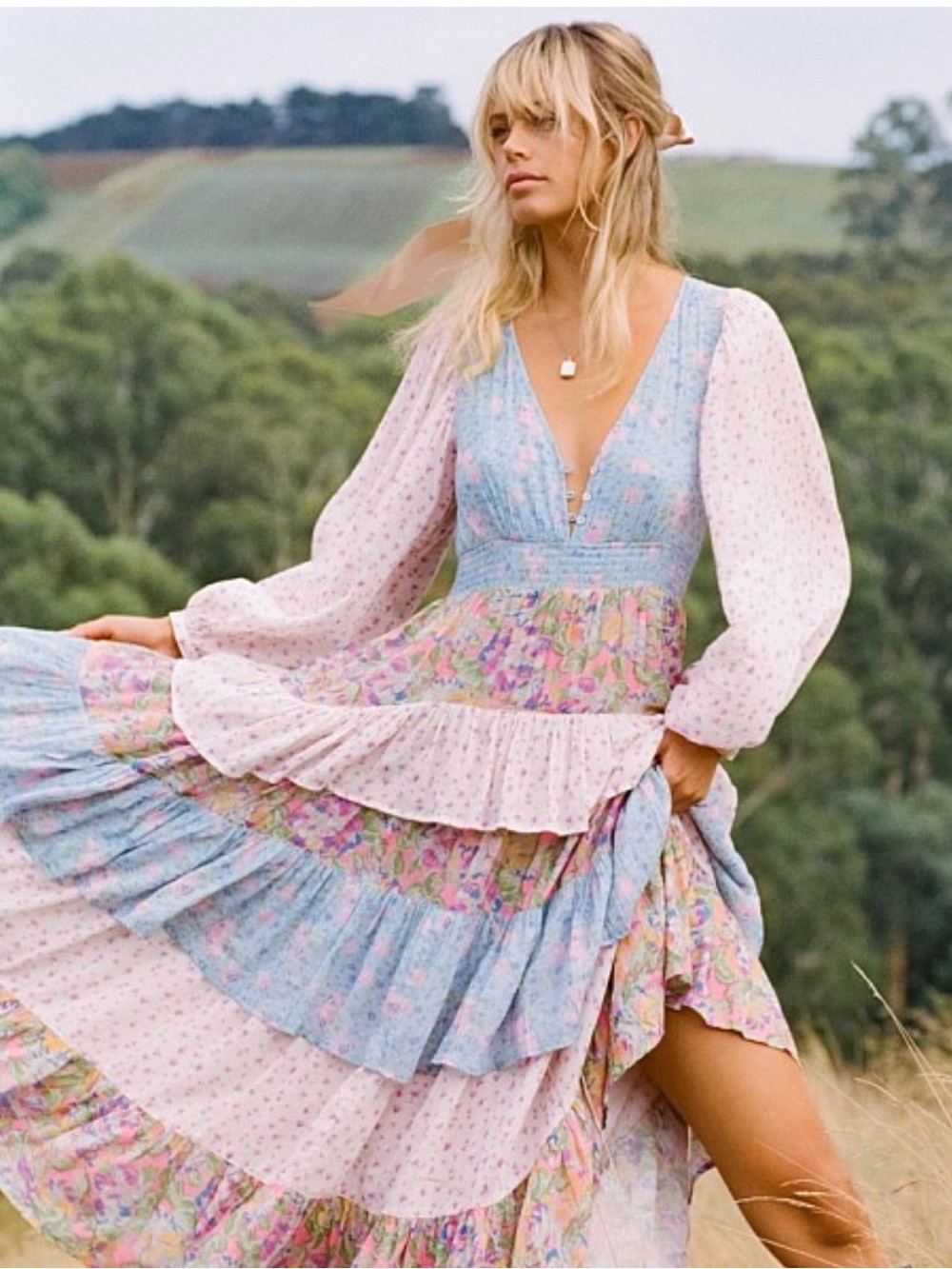 Spell Dolly Ra Ra Patchwork Gown Small Like New!